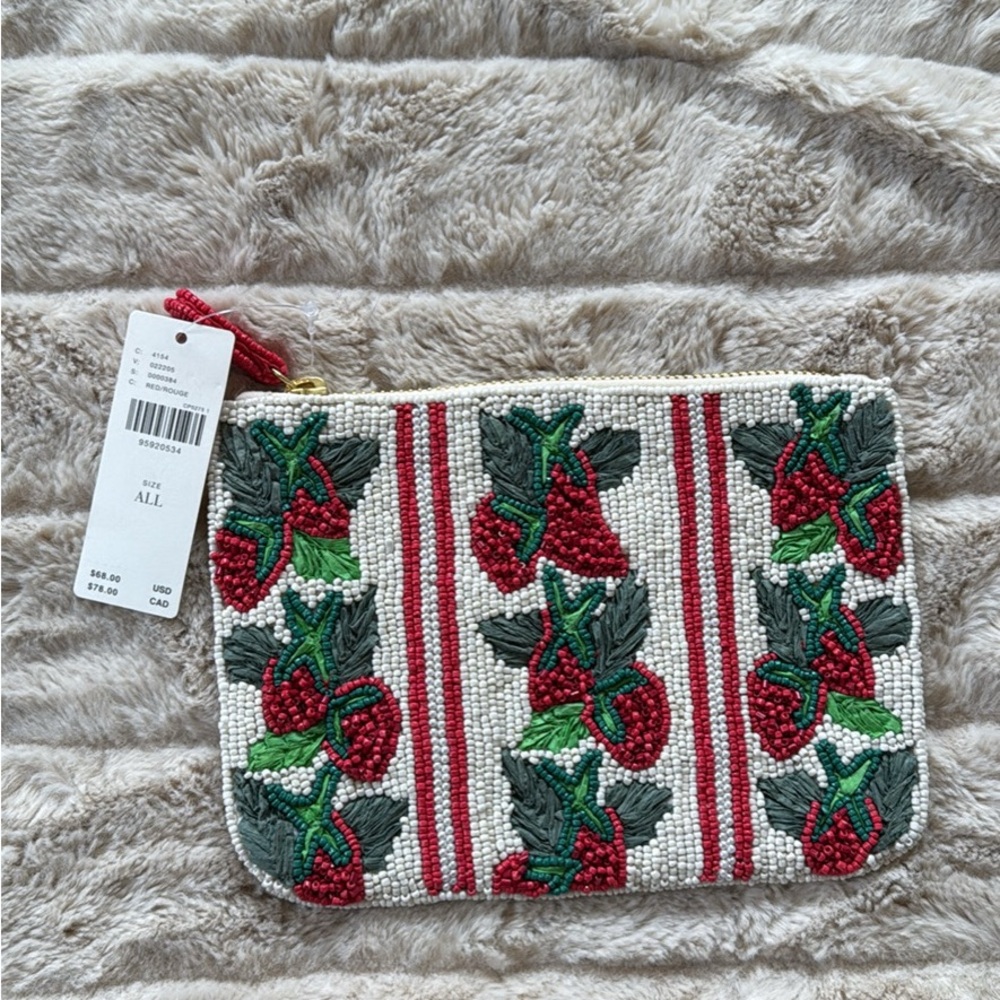 Anthropologie Beaded Strawberry Clutch